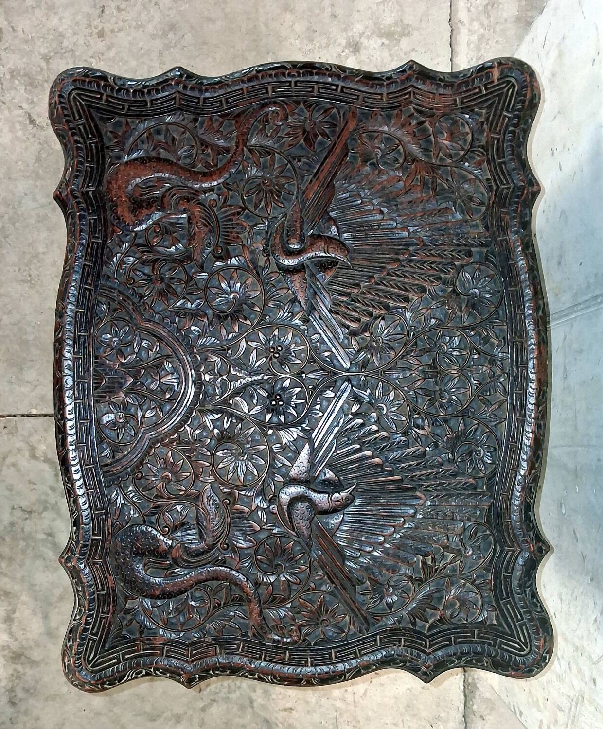 Ethnic carved wooden worker's furniture