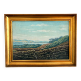 Vintage signed hills landscape oil painting