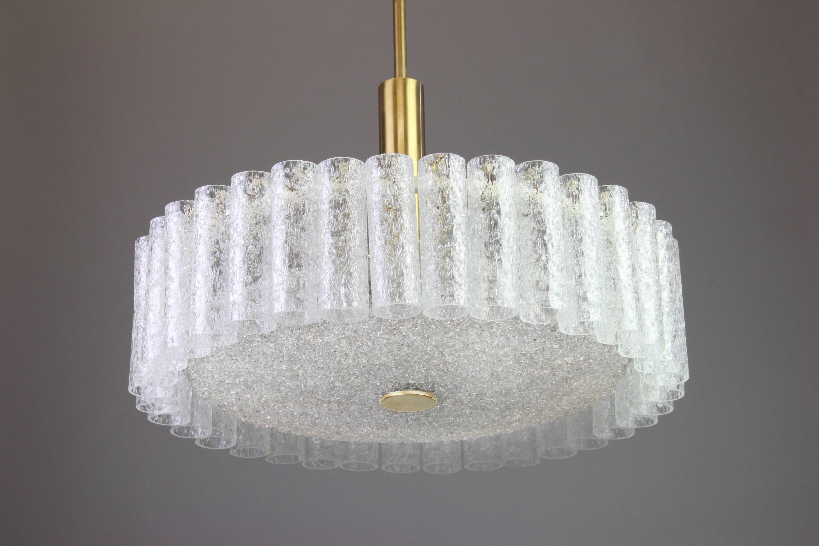 Large frosted glass chandelier tubes from Murano by Doria, Germany, 1970s.