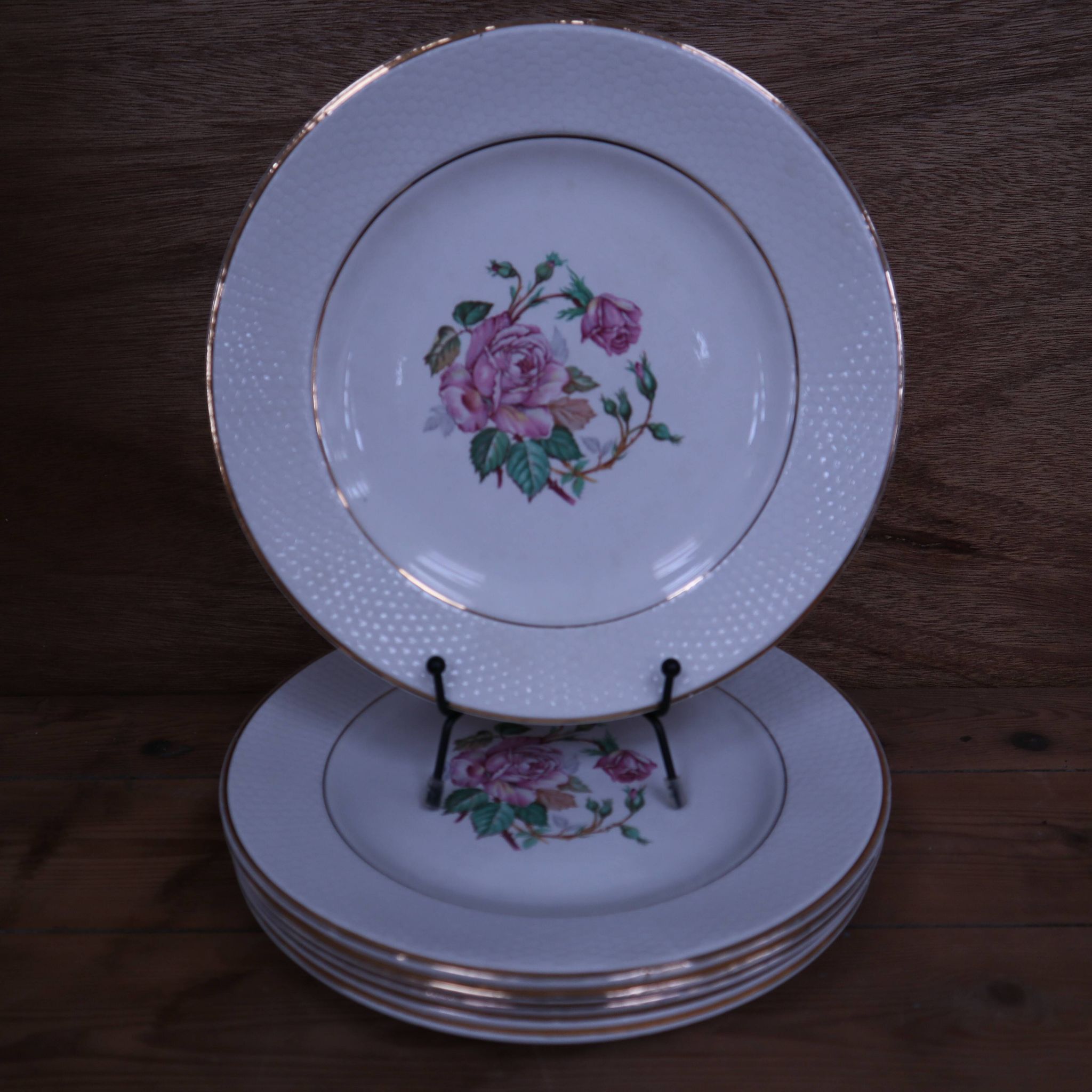 6 floral half porcelain dinner plates KIFO Amandinoise