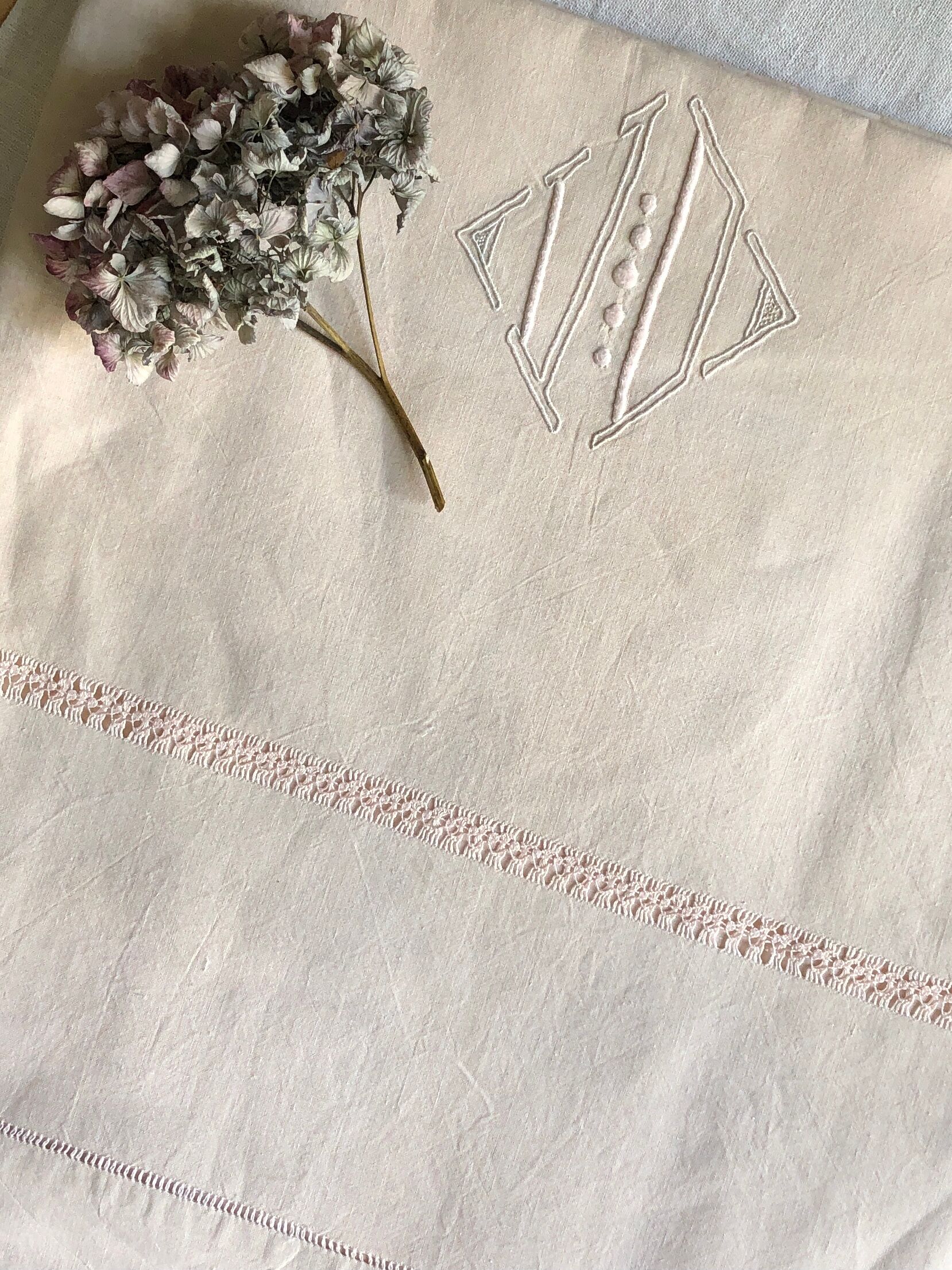 Old Sheet In Pure Thread Pink Powdery Linen