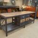 Industrial sideboard from metal and wood factory 1950