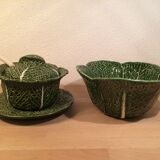Ceramic cabbage service: salad bowl and tureen