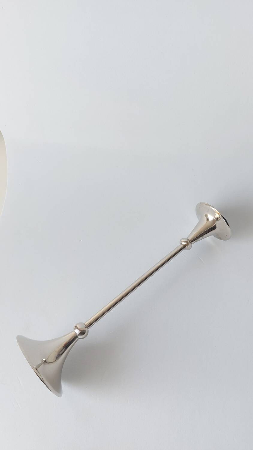 Silver metal candlestick holder