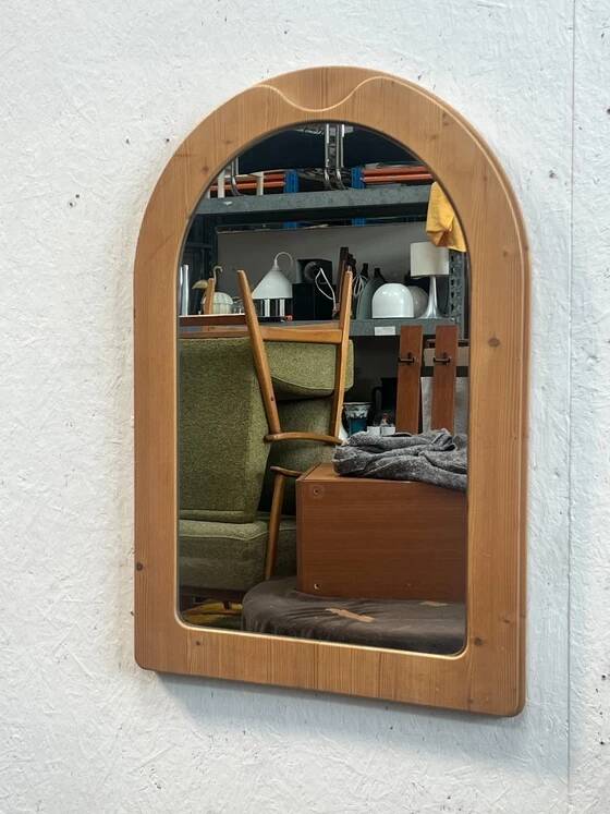 Vintage Large Pine Wooden Mirror, Sweden 1970's