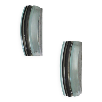 Satin crystal wall light by Fontana Arte, 1960s, set of 2.