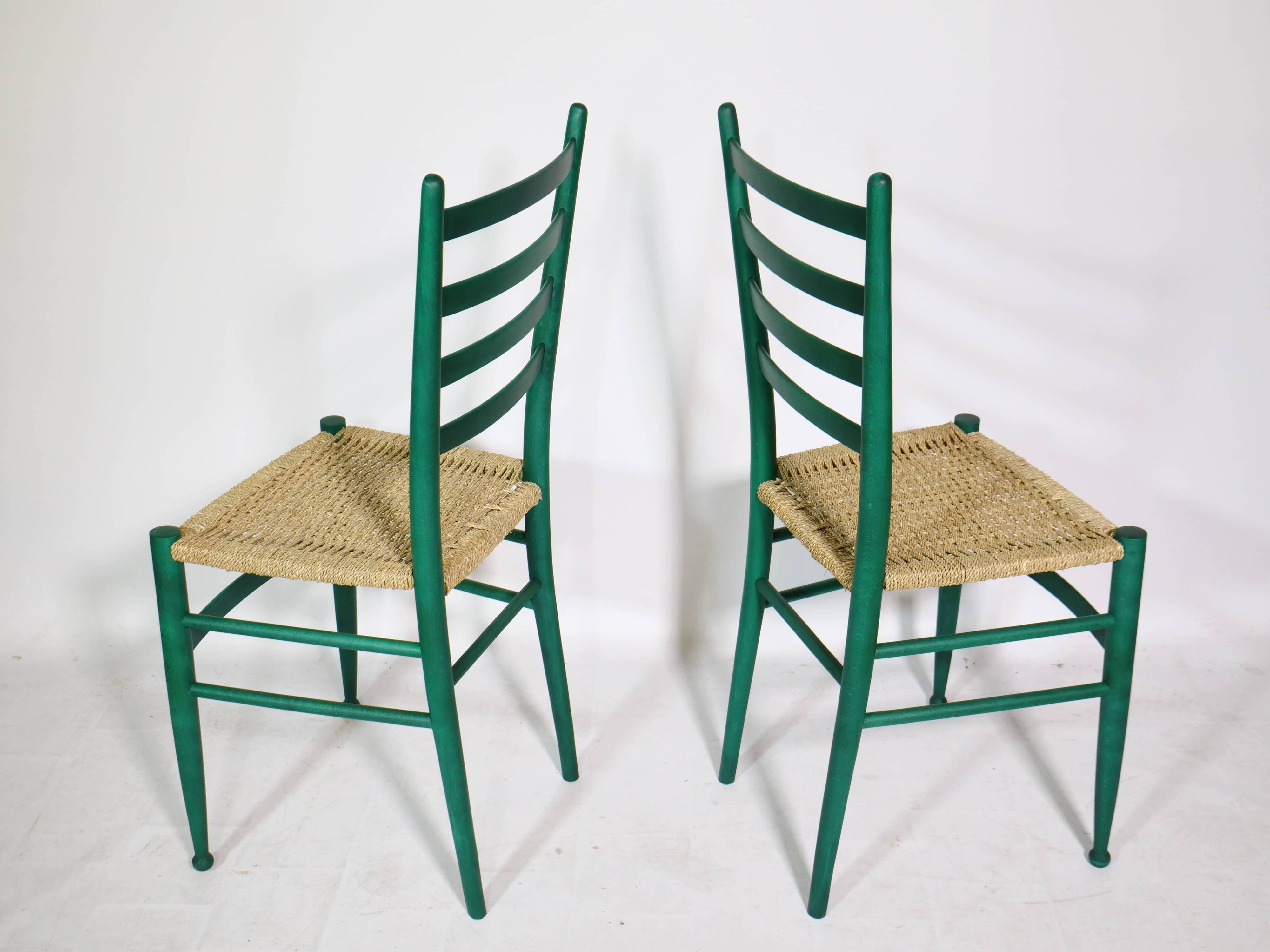 Mid-Century Italian Dining Chairs with Woven Seats, Set of 6, 1960s–70s