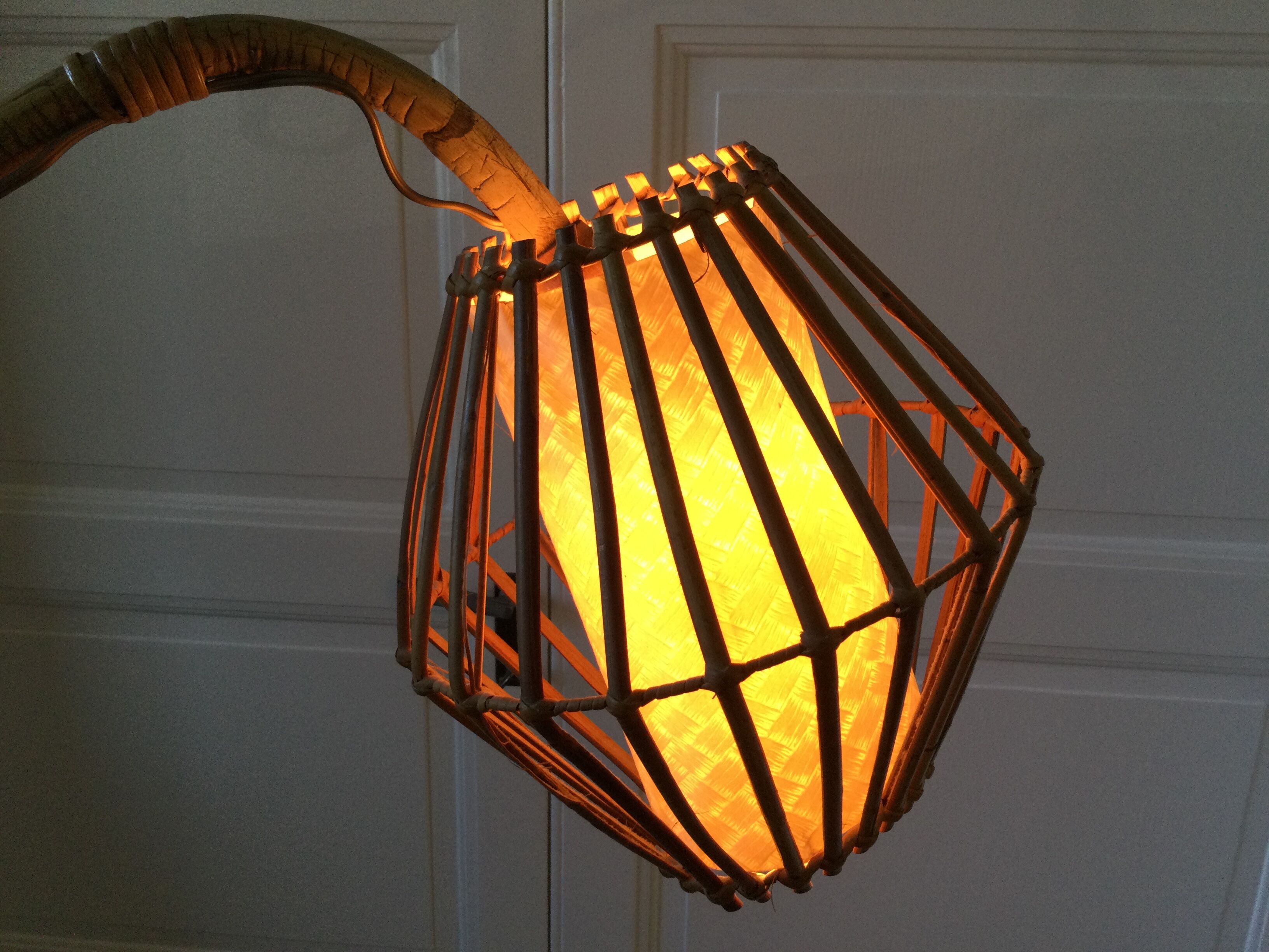Floor lamp 60s bamboo rattan