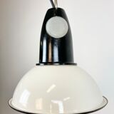 Industrial soviet white enamel pendant light, 1960s