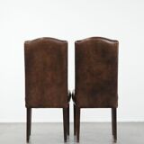 Great set of 8 stylish vintage sheepskin dining chairs with character