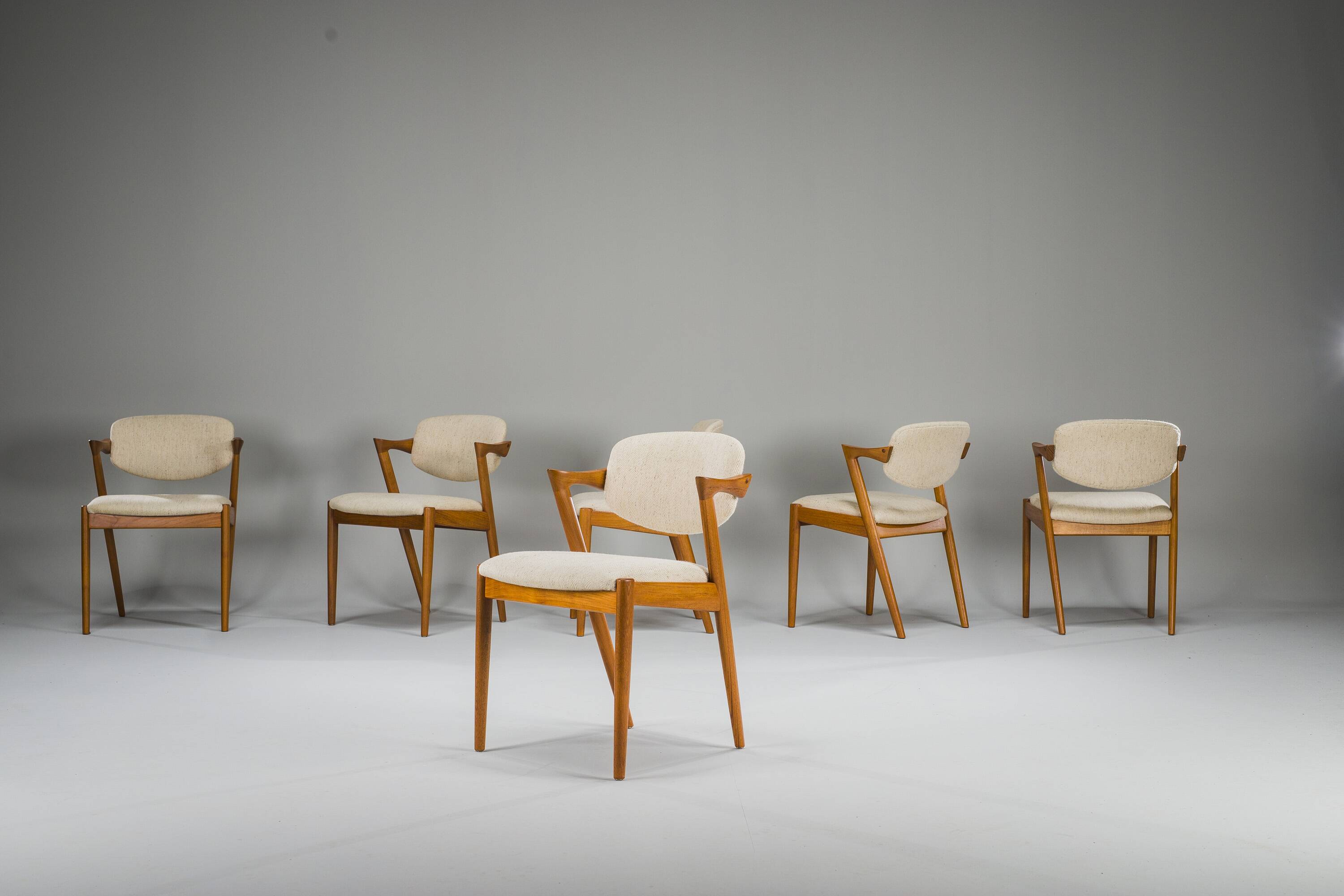 Dining Chairs Model 42 in Teak, Kai Kristiansen for Schou Andersen, 1960s,