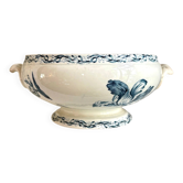 Lunéville blue iron stone salad bowl with handles, "Tulip" service.