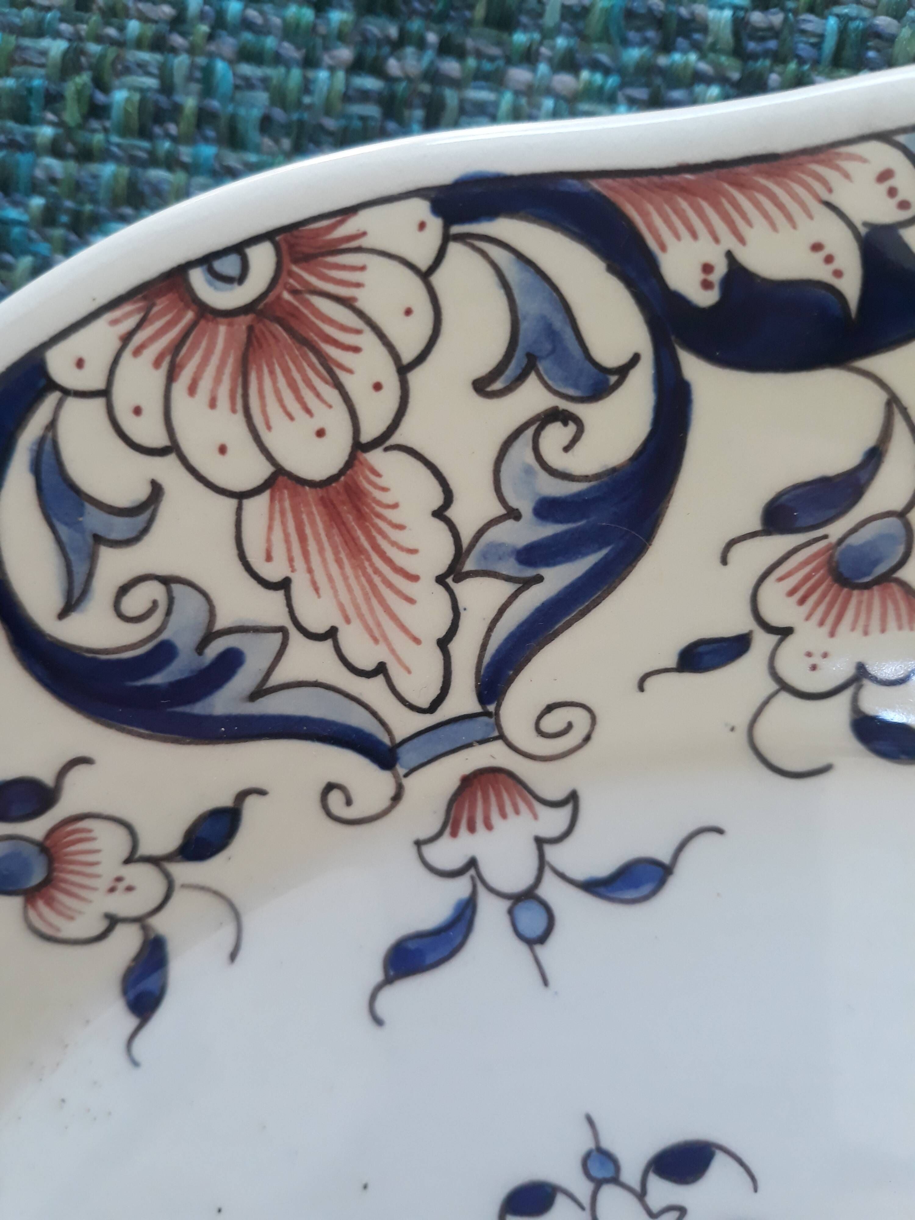 decorative plate Rouen handmade signed Delarue
