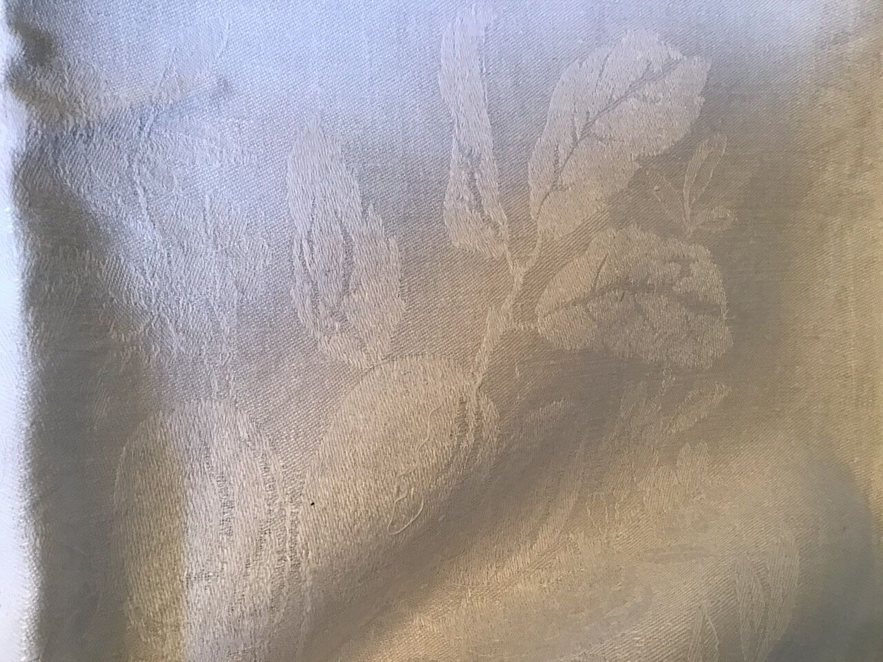 Square linen tablecloth marked RA