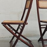 Folding chairs in wood and cane, 80's