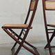 Chaises pliantes en bois et cannage, 80's