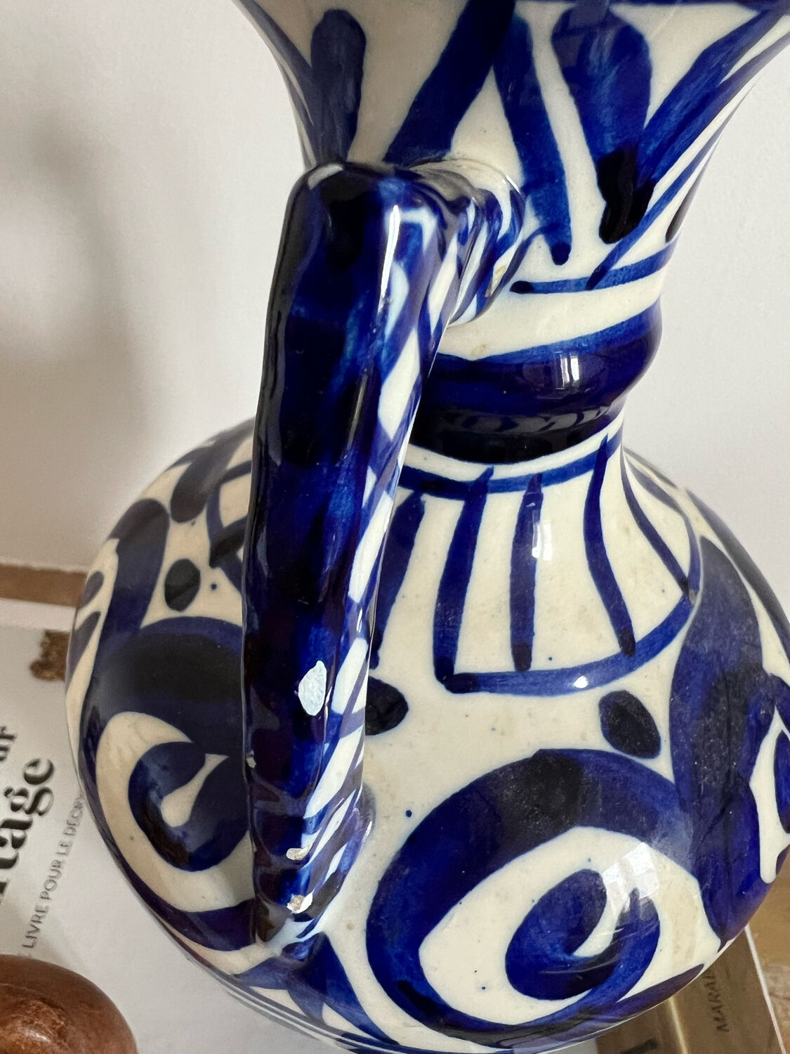 Blue-patterned ceramic vase