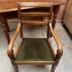 Wood and green velvet office chair