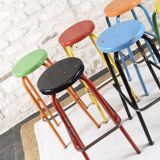 Set of 6 industrial high stools
