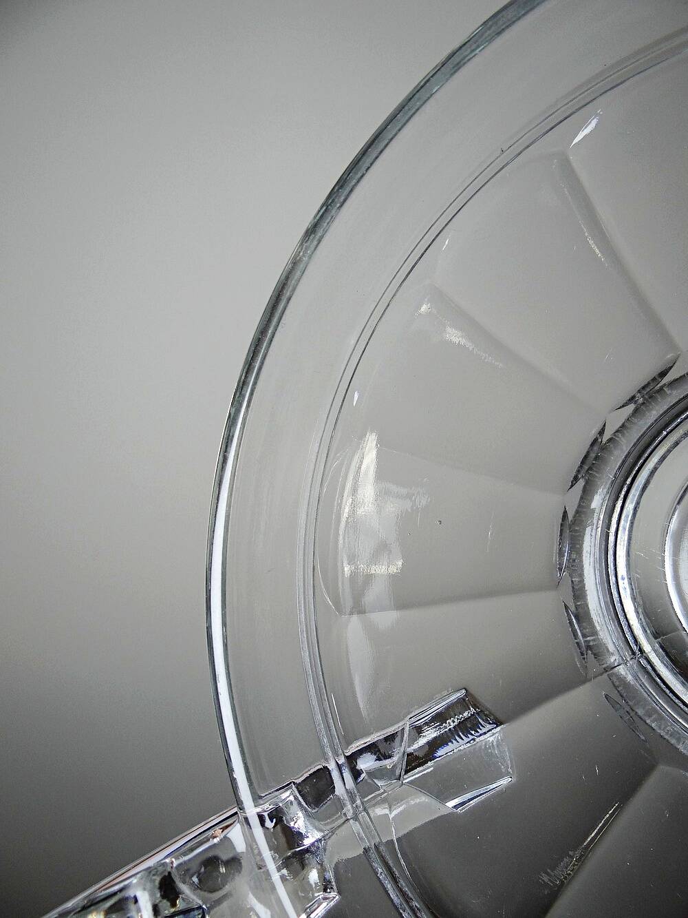 Art Deco glass bowl, in the style of Val Saint Lambert, with wide handles.