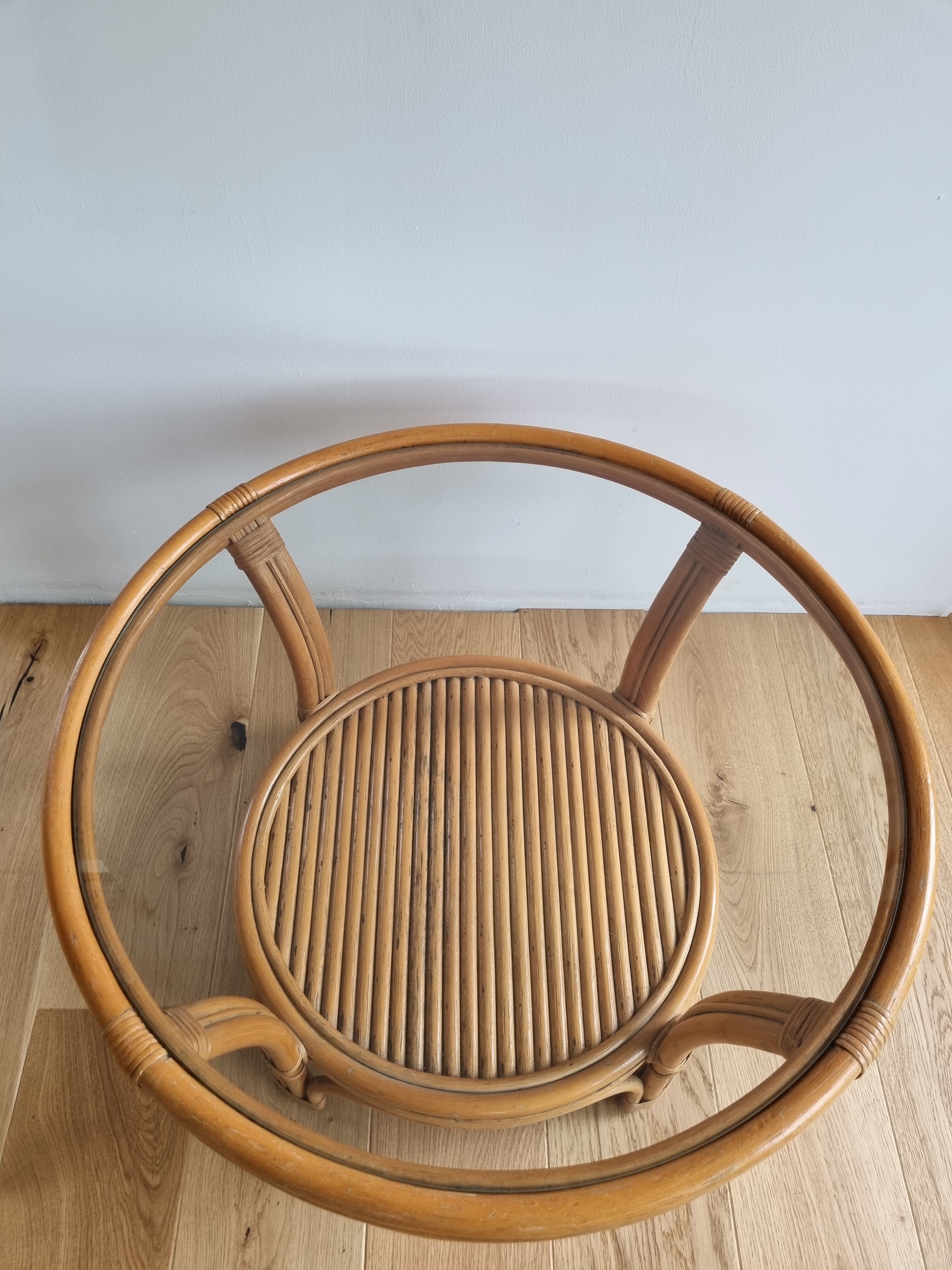 Rattan and glass coffee table