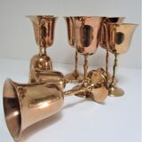 Set of eight vintage solid brass walking glasses