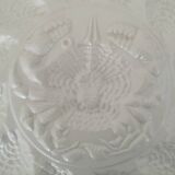 Oyster service dish and 6 plates barbotine earthenware sarreguemines ecru vintage