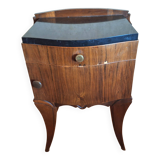 Black marble and burl walnut bedside table