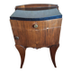 Black marble and burl walnut bedside table