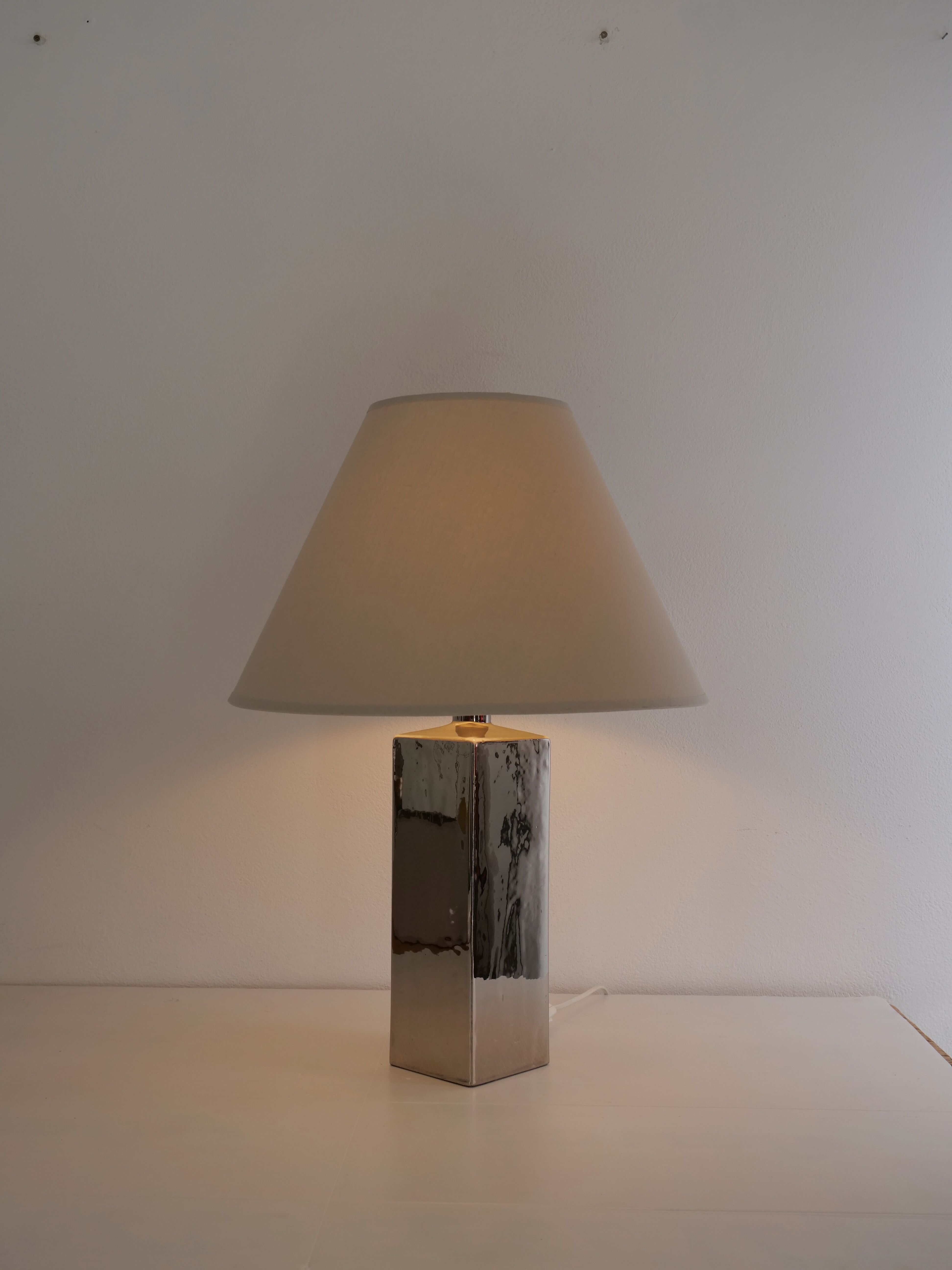 Italian design lamp in chrome ceramic