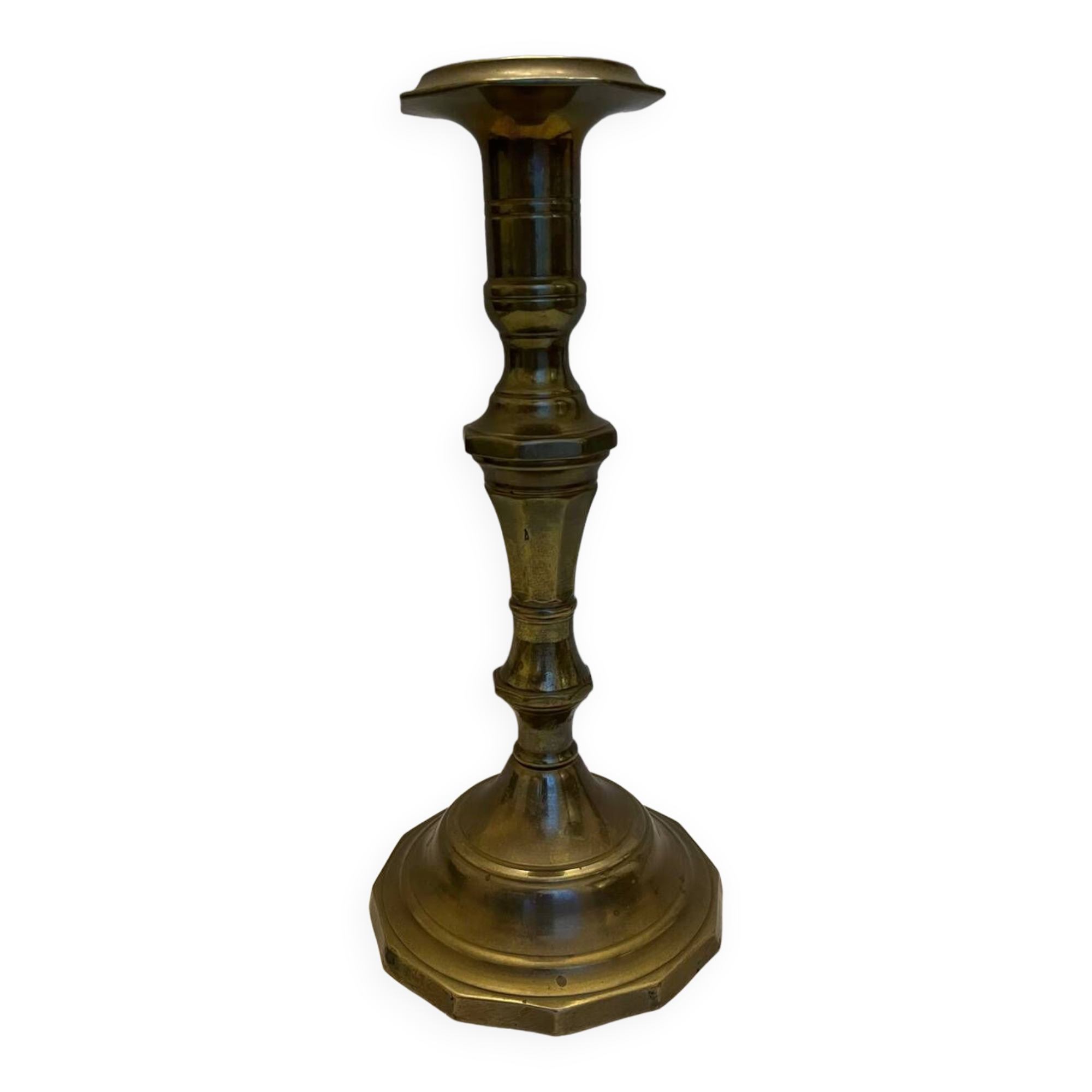 Vintage yellow copper candle holder