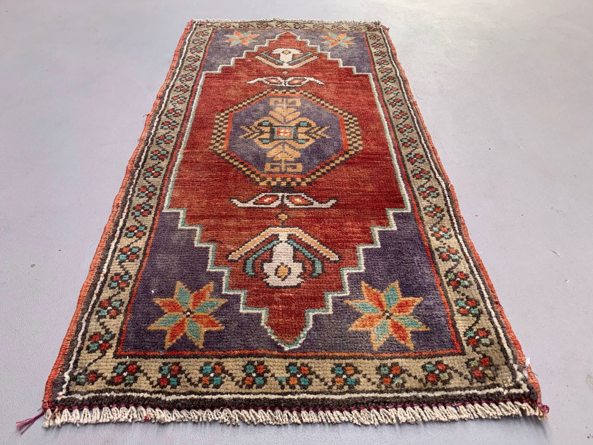 Small Vintage Turkish Rug 98x49 cm, Short Runner, Tribal, Shabby Chic