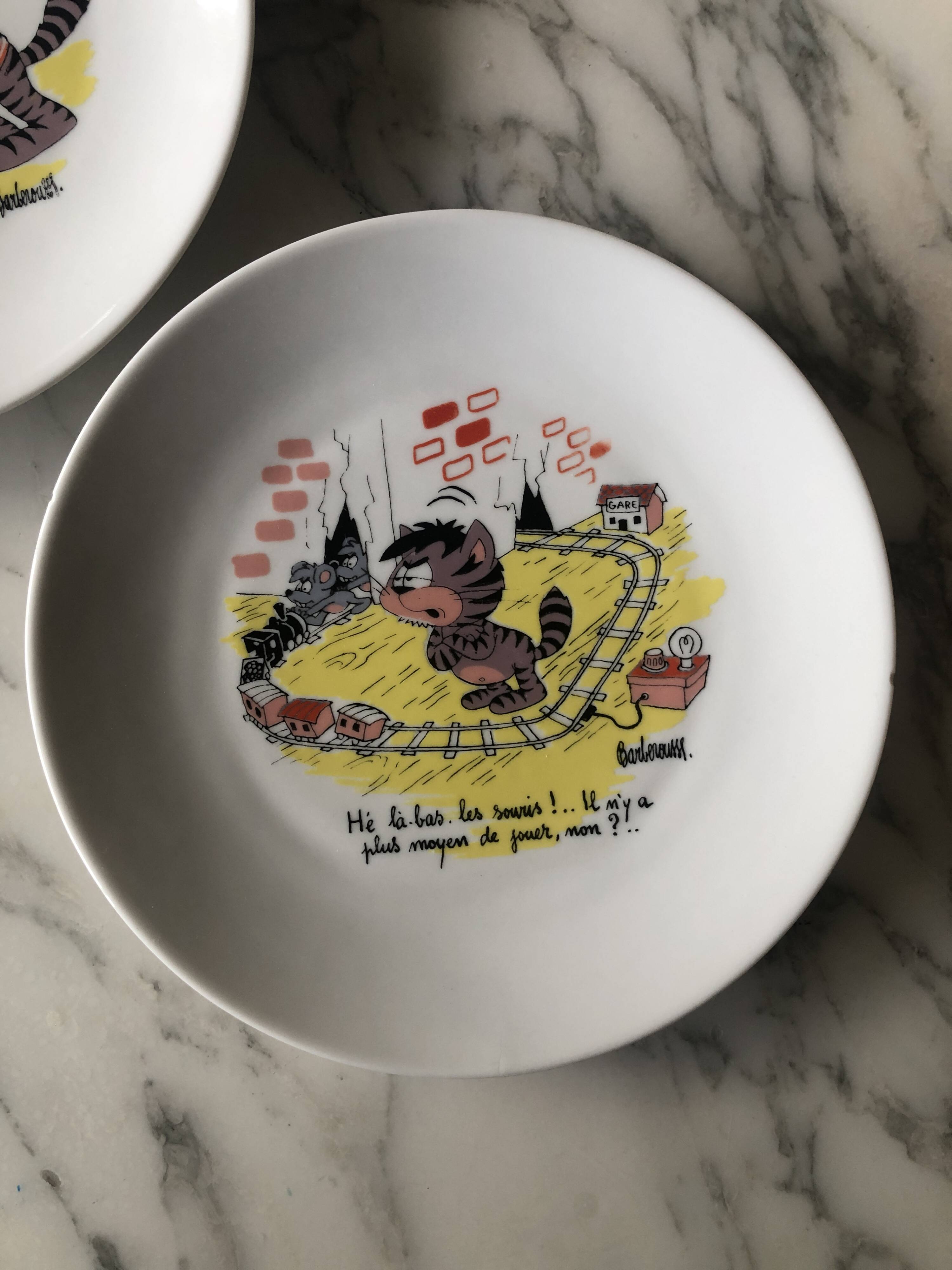 6 Barberousse porcelain plates creation by A.Deshoulieres France