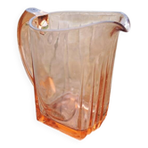 Antique Art Deco Style Pink Glass Pitcher