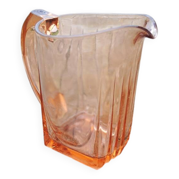Ancien Broc en Verre Rose de Style Art Déco