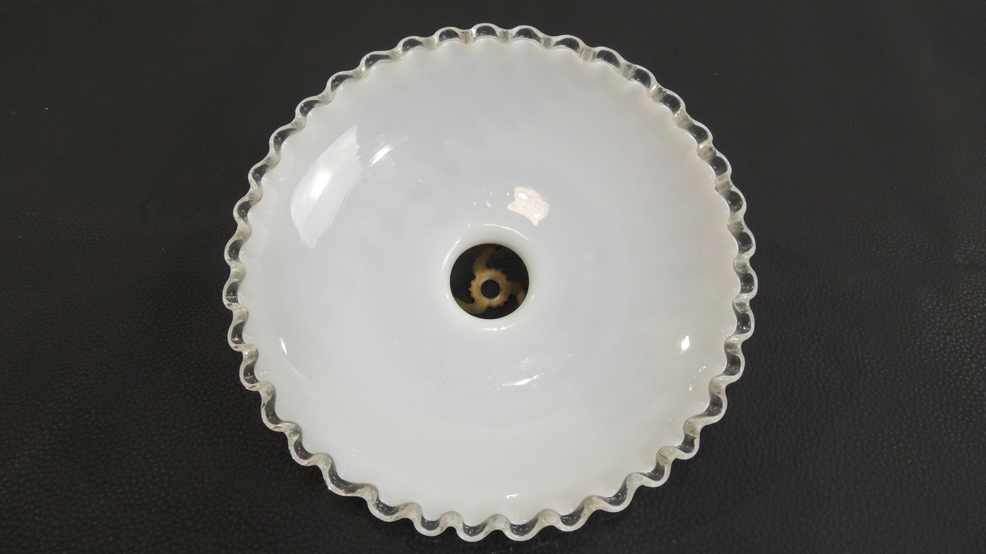 Vintage white opaline ceiling light Ø25 cm – retro lampshade with claw