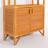 Armoire vintage en bambou et rotin, années 1980