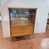 Vintage oak display cabinet from the 60s