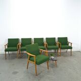 Set of 6 groene eetkamerstoelen met beukenhout