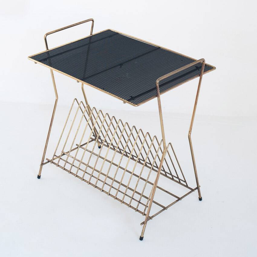 Vintage vinyl record table or magazine rack. France, 1950s