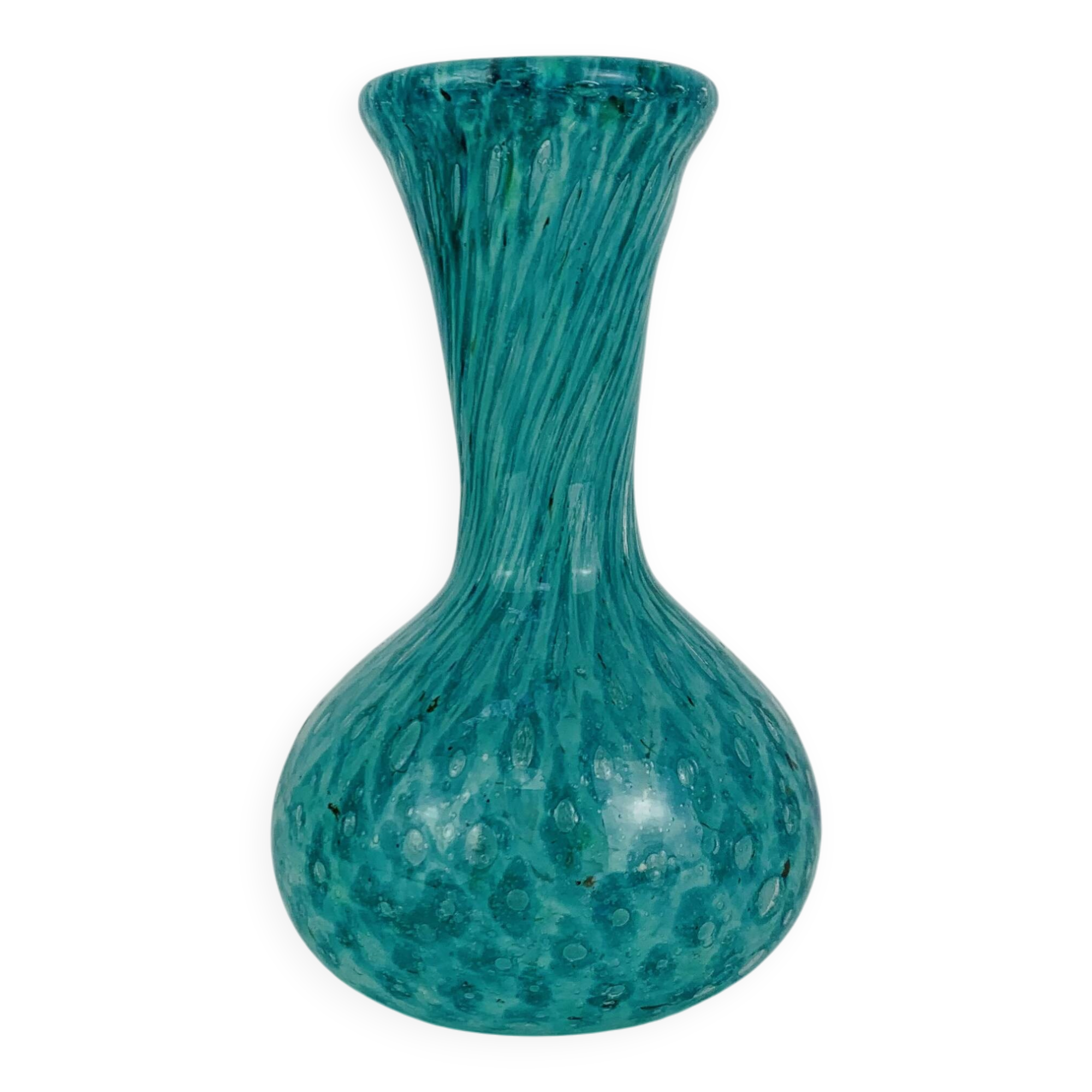 Vintage green/blue blown glass vase