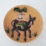 Ceramic plate sacred cow Buddha Vietnam