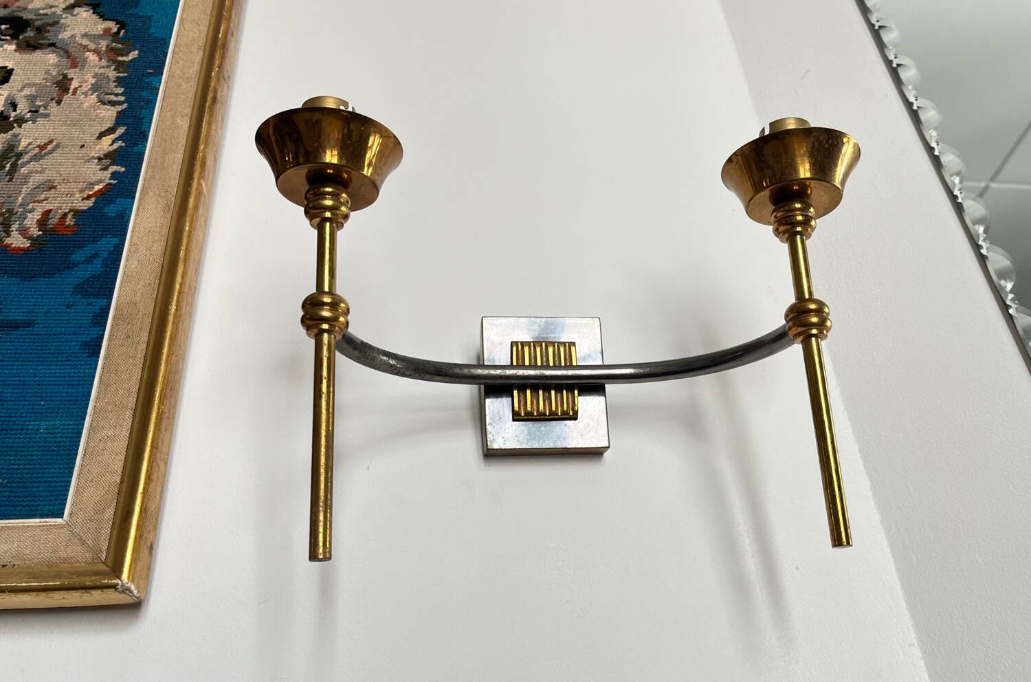 Double metal wall light in Jansen house style