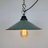 Industrial Petrol Enamel Factory Pendant Lamp, 1960s