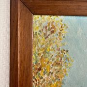 Painting on wood of a countryside village, Creuse