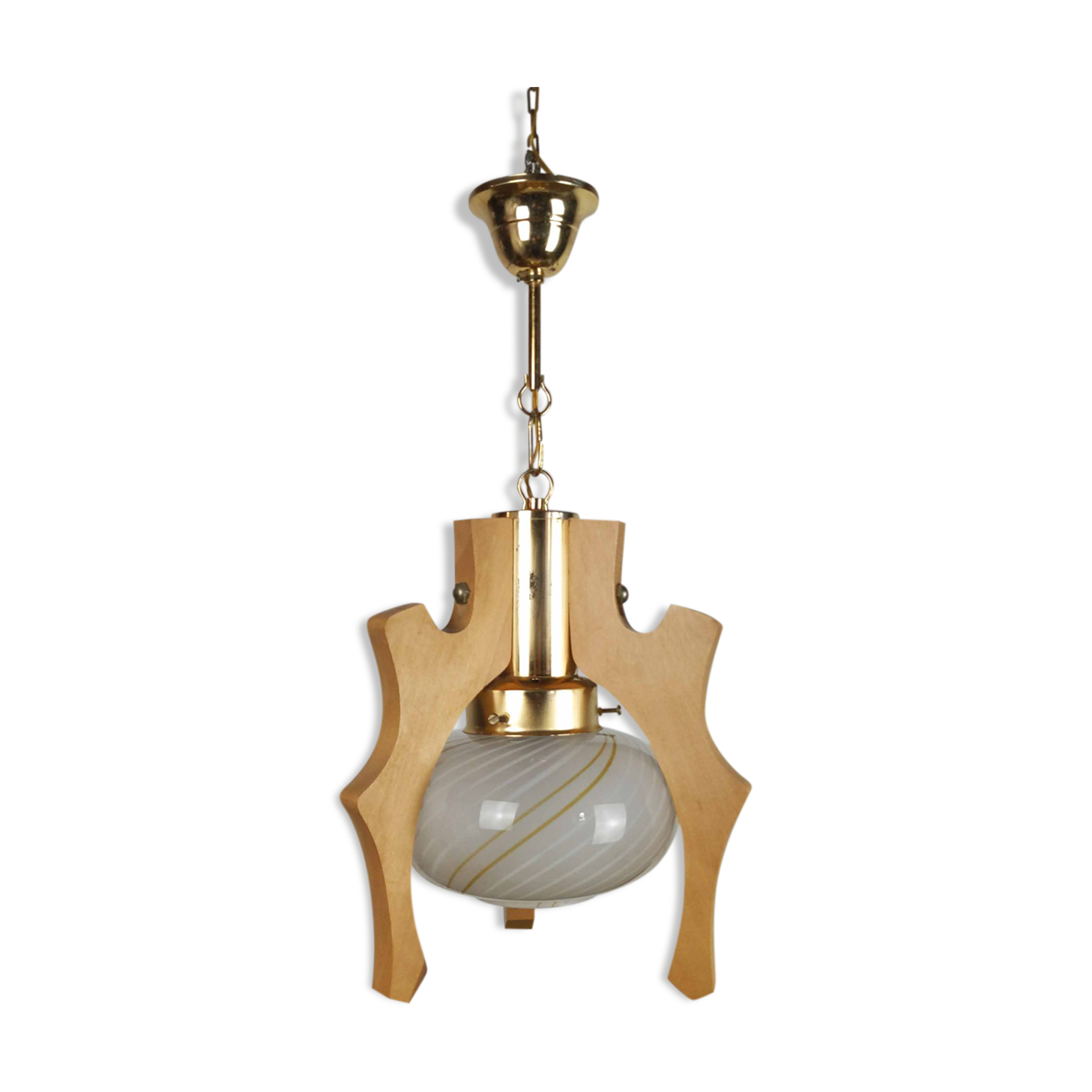 Suspension wood and Murano glass 1980s