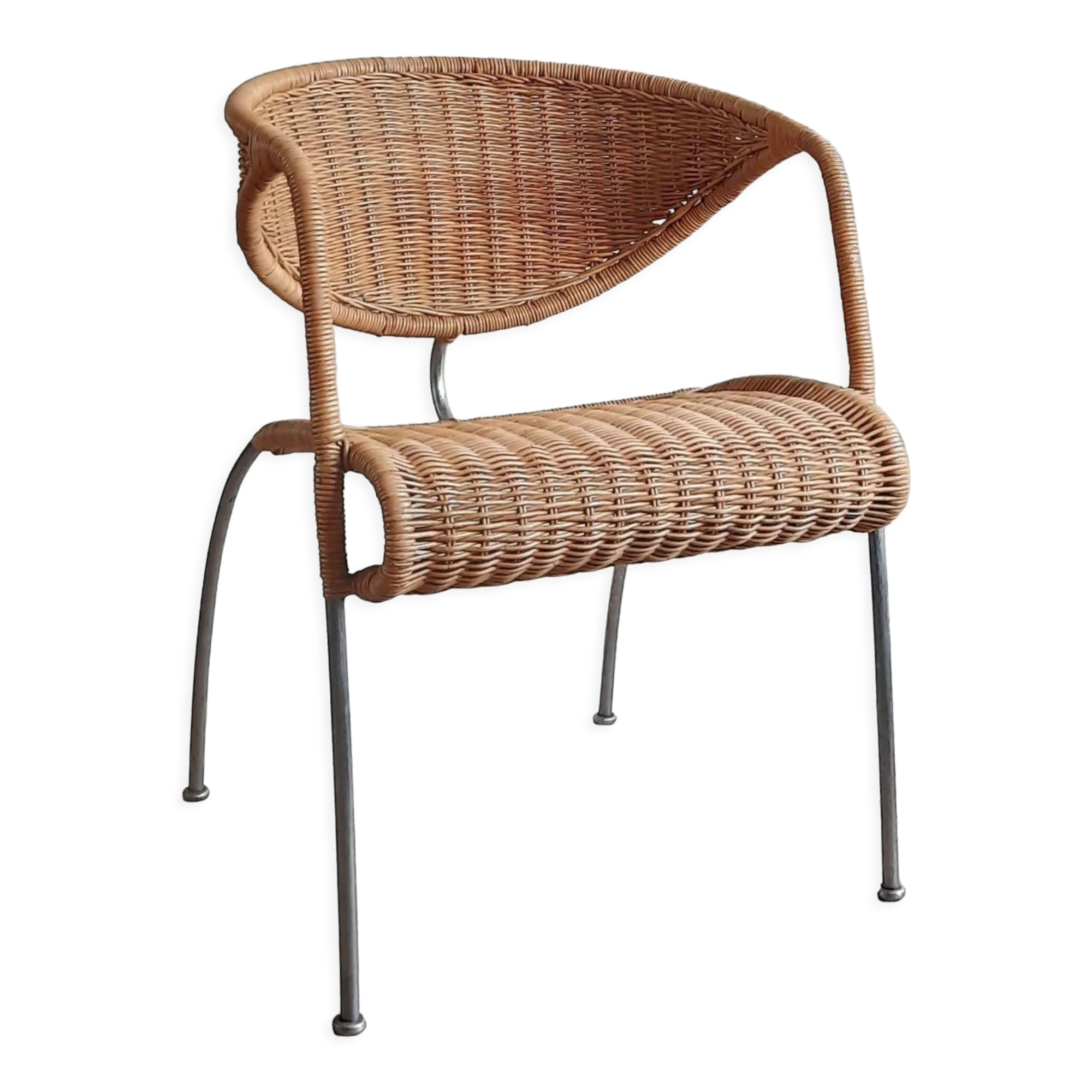 Rattan Design Chair with Metal Frame, 1980s/1990s