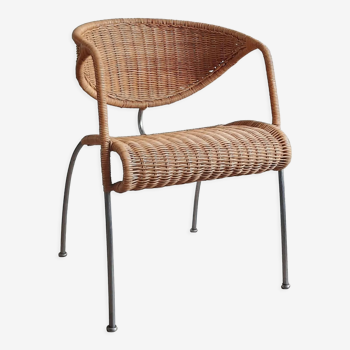 Rattan Design Chair with Metal Frame, 1980s/1990s