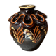 Black glazed earth vase