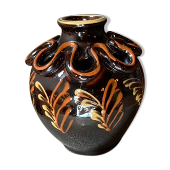Black glazed earth vase